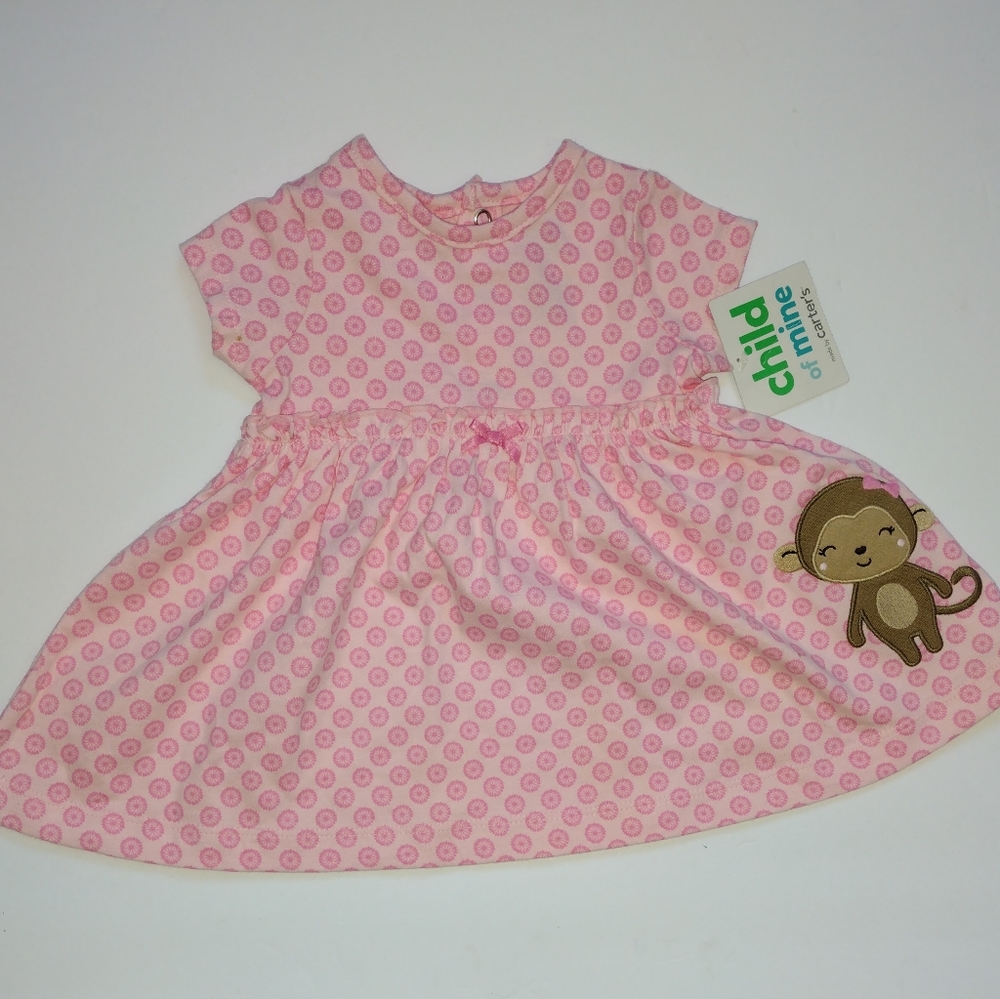 Carter's Baby Girl Dress,Carter's Child of Mine Monkey Dress,Carter's Pink Dress